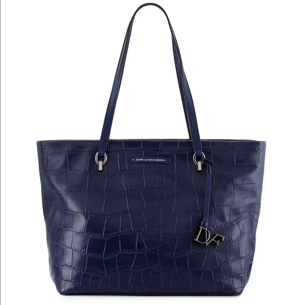 DVF Navy Blue Crocodile Bag - lightly used
